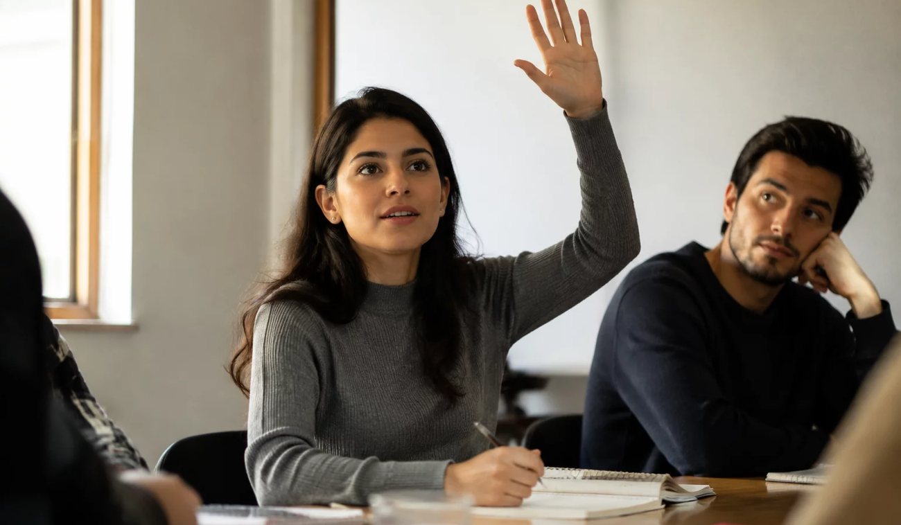 Duas pessoas preparando a próxima rodada com caderno e marca-texto na mão